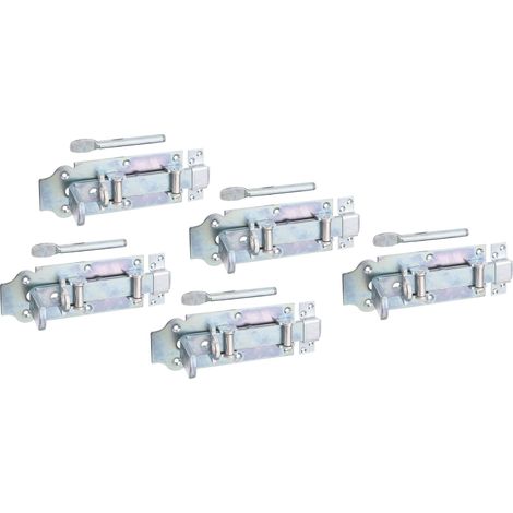 841270 Verrou porte-cadenas à rouleaux pour portes d'étables  droit, avec poignée plate et boucle serrée  électro-galvanisé, passivé à couche épaisse  platine 200 x 80 mm  kit de 5 (1/2)