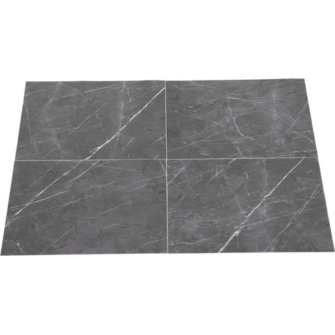 Lot de 4 autocollants de sol en PVC épais, imperméables et auto-adhésifs, pour cuisine et salle de bain (30 x 30 cm, DLSF02 Café foncé) (1/5)