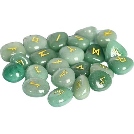 Lot de 25 pierres runiques en améthyste naturelle, pierres de divination irrégulières en agate, décoration et cadeau, vertes (1/5)