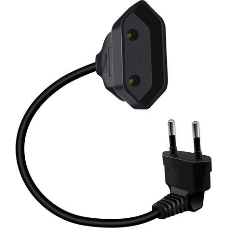 Euro Power Extension Cord 2x0.75mm² Euro Cable Extension Cable PC, TV, Monitor (Black, 0.6 m) (1/5)