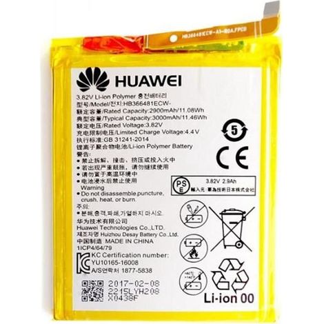 Batterie pile d'origine Huawei P9 hb366481ecw eva-l09 2900 mAh OEM interne bulk