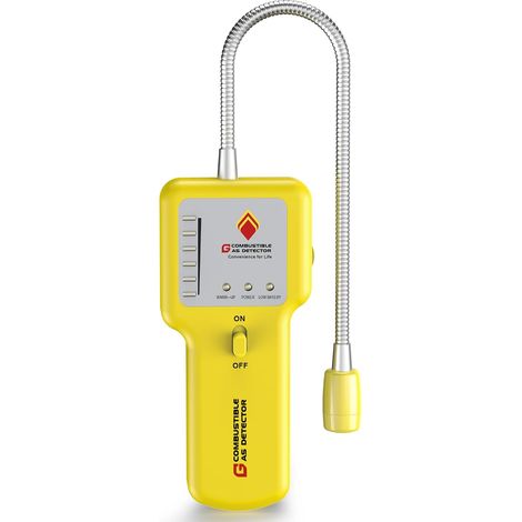 Détecteur de gaz avec col de Cygne Flexible 30 cm (12 Pouces). Il détecte Le méthane, Le Propane et le gaz Naturel. Fonctionne avec 3 Piles, Alarme sonore et visuelle, Couleur Jaune (1/5)