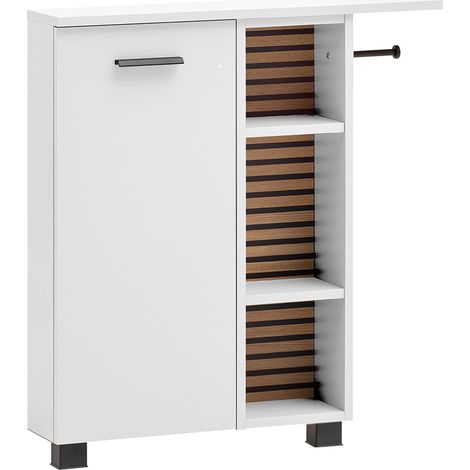 Badschrank mit Toilettenpapierhalter weiß matt, Akustikpaneel-Optik KANE-80 (1/4)