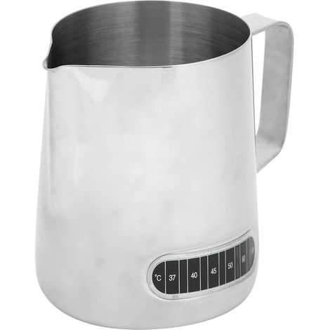 Pichet à lait 600 ml, tasse à mousser le lait, pichet à thé au lait, mug à café avec autocollant indicateur de température (1/5)