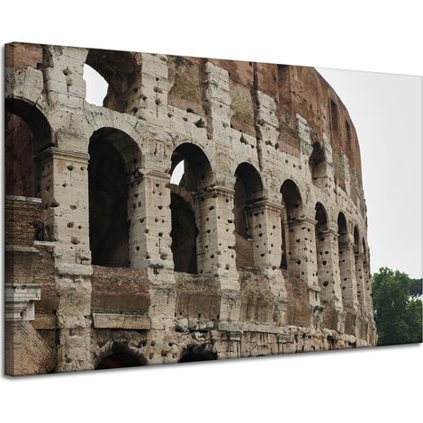 Tableau sur toile représentant l'architecture du Colisée à Rome (120 x 80 cm), un oiseau antique d'Italie.