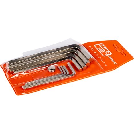 Bahco Metrischer Sechskant-Winkelschraubendreher-Satz, vernickelt, 2 bis 8 mm - 8-tlg., in Kst.Tasche (1/3)