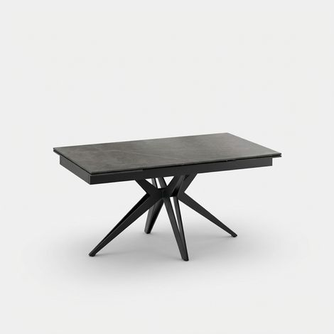 Tavolo da pranzo allungabile in ceramica effetto marmo Caesar - Grigio Scuro