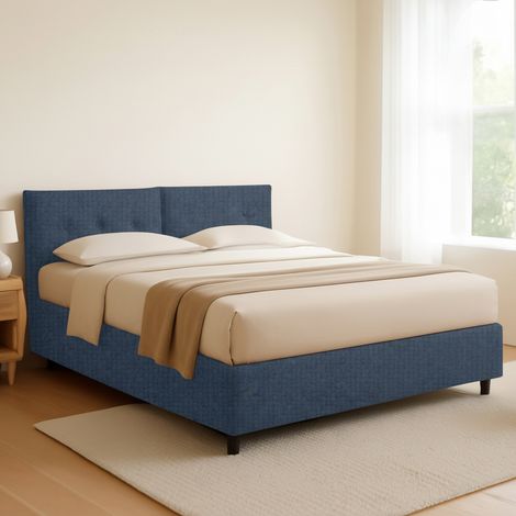 Letto Piazza e Mezza Leeds, Sfoderabile, Contenitore Made in Italy, blu (1/5)