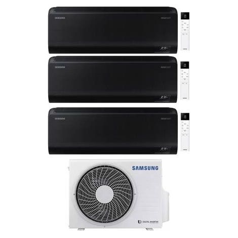 Samsung Climatizzatore Trial Split Windfree Black 7+7+12 BTU con AJ080TXJ4KG/EU Inverter R-32 Wi-Fi Classe A++