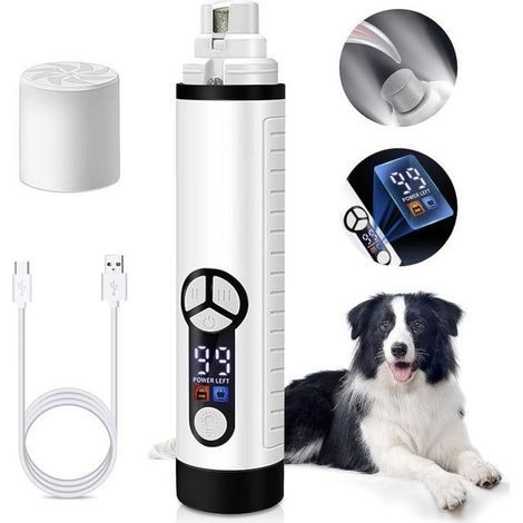 Lime à Griffes lectrique pour ChiensChats - Coupe Ongles - Lime à Ongles - 2 Lumières LED - 3 Vitesses - Rechargeable - (1/4)