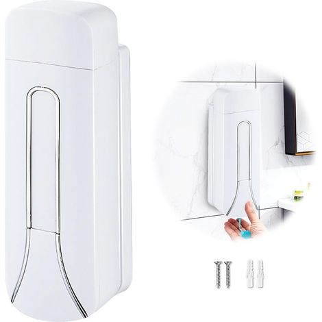 Distributeur de Savon Mural, Soap Dispenser pour Douche 350ml pour Cuisine Salle de Bain WC pour Gel Shampoing (Blanc) (1/5)
