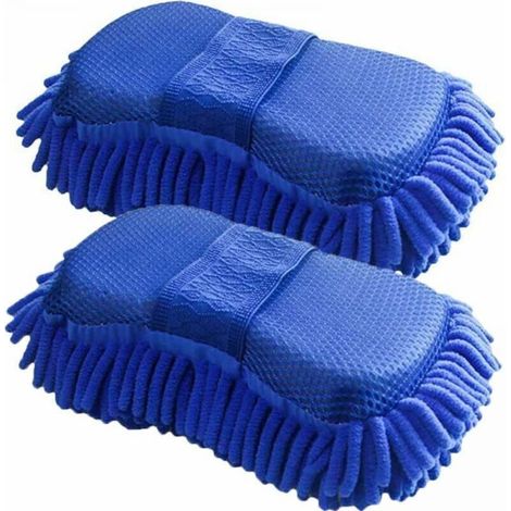 (2 pièces) microfibre chenille éponge de lavage de voiture gant de lavage en microfibre absorbant gants de lavage de voiture en microfibre sans rayures sec et humide (1/5)