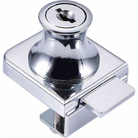 Serrure de porte en verre,Serrure en acier chromé,écran en verre de verrouillage,Serrure pour des portes en verre Serrure vitrine avec, pour la porte en verre de 5 8mm foret avec 2 clés (1/5)