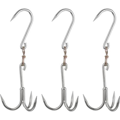 3Stk 13,9" Pivotant Fleischhaken 0,33" Dicke Verzinkt Trois-Zinken (1/5)