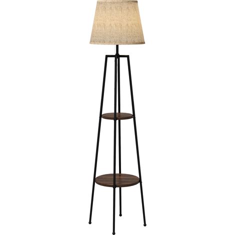 Lampadaire avec étagères BOLLA aspect bois de noyer (1/5)