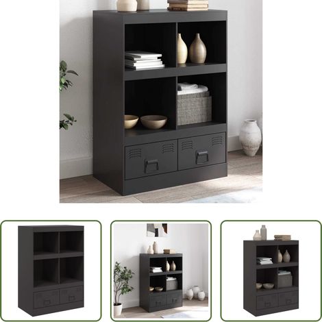 vidaXL Schrank für Büro - Highboard Schwarz 67x39x95 cm Stahl (1/5)