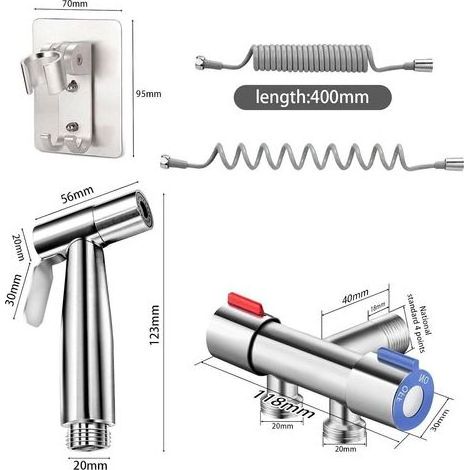 Ensemble douchette bidet pour toilettes, pulvérisateur WC avec support et vanne (1/5)
