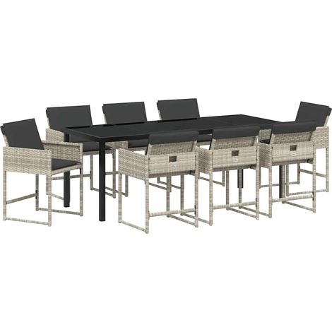 Maison Exclusive - Set da Pranzo per Giardino 9 pcs Grigio chiaro polyrattan