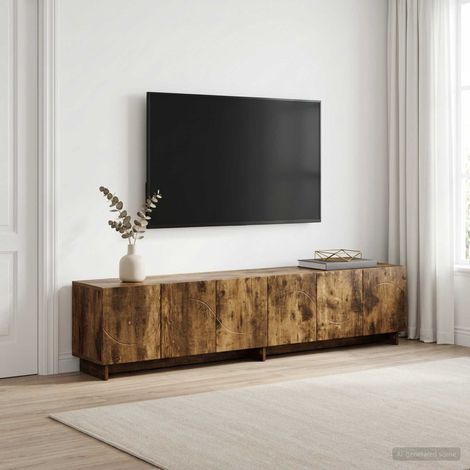 vidaXL TV Stand 180 x 34.5 x 40 cm Smoked Oak Engineered Wood (1/5)