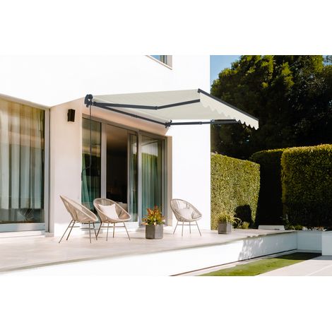 Einteilige Markise VECCHIO 2,5m x 2m - Premium-Leinwand 320g/m² Beige (1/4)