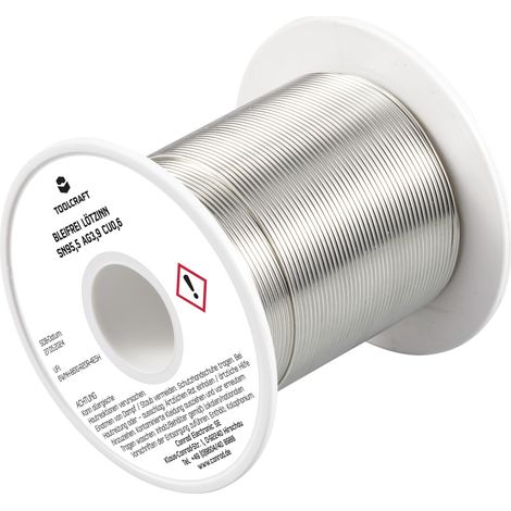 TOOLCRAFT TO-9503313 Lötzinn, bleifrei Spule Sn95,5Ag3,9Cu0,6 ROL1 100 g 1 mm (1/3)