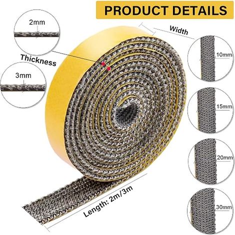 Fireplace Insert Gasket – Braid Seal for Insert and Stove, Wood Stove Glass Gasket, Flat Seal for Fireplace Insert Glass, Heavy Duty Oven Seal (3 mm x 25 mm x 3 m) (1/4)
