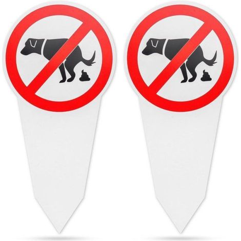 Lot de 8 panneaux « Interdiction de faire ses besoins » - Panneaux pour chiens - « Toilettes interdites ici » - pour parcs e (1/4)