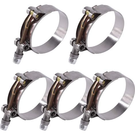 Lot de 5 colliers de serrage souples en acier inoxydable pour tuyau d'admission turbo 57 65 mm
