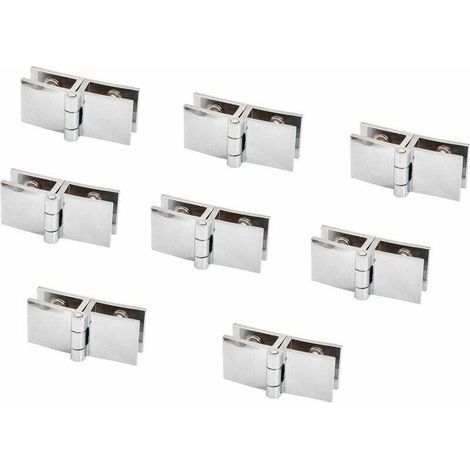 Charnière pour meuble,Lot de 8 charnières de porte en verre, 5 mm à 8 mm, pince rectangulaire réglable pour porte d'armoire, porte en verre à 180 degrés (1/5)