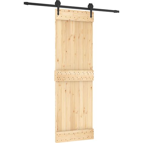 Schiebetür Natürlich und Schwarz 70 x 210 cm Massivkiefer vidaXL