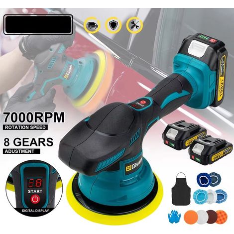 Makita 18V Cordless Polisher, 8 Adjustable Speeds, Car Polishing Machine for Buffing, Sanding and Waxing, 2 Batteries (1/5)