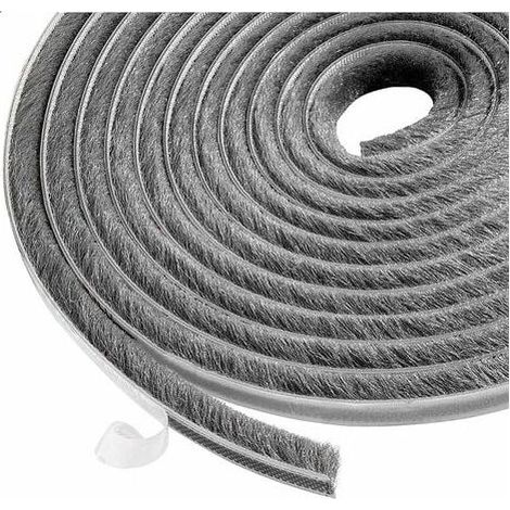LaBlanc - Guarnizione a spazzola per porte e finestre, 10 m, autoadesiva, antivento e antipolvere, per finestre e portefinestre, larghezza 9 mm x altezza 9 mm (grigio) (1/5)