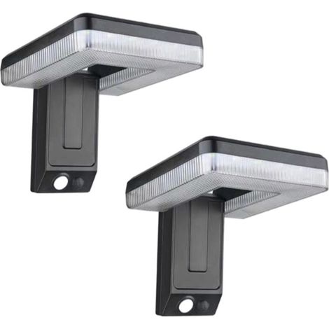 Irovami Applique murale solaire rechargeable : Lampe extérieure étanche IP65 avec détecteur de mouvement pour cour de villa, jardin, entrée - 3 modes d'éclairage extérieur, lot de 2 (1/5)