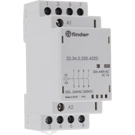Contacteur Finder série 22 Series, 4 pôles , 25 A, 240 V ac ( Prix pour 1 )
