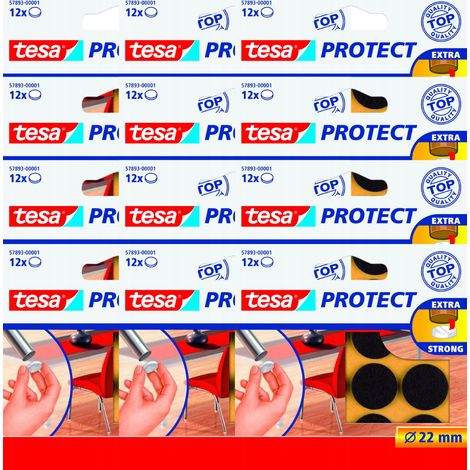 Almohadillas redondas de fieltro para sillas, mesas, lavadoras, muebles, tesa, 22 mm, 12 unidades x 12 (1/3)