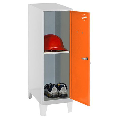 METALLISCHES SCHLIESSFACH SIMONLOCKER DISM.MINI + BAN. 915x300x500+PIES GRAU/ORANGE (1/2)