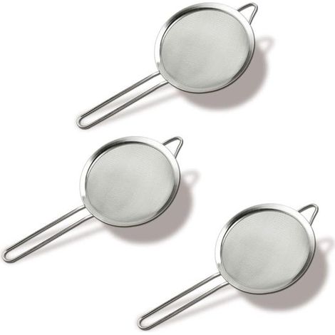Lot de 3 passoires de cuisine fines – Mini passoires avec bol – Ensemble de filtres 3 tailles 6 cm, 7 cm et 8 cm – Accessoires de cuisine (1/5)