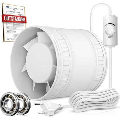 Extracteur d'Air 100 mm à Vitesse Réglable, Compact Ventilateur Silencieux et Puissant, Aérateur d Air avec Protection Contre la Surchauffe, VMC Salle de Bain Cave Garage Tente (1/5)