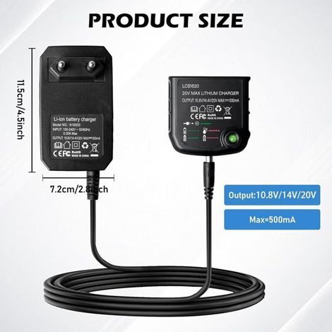 18V/20V Lithium-Ladegerät für Black & Decker Akkus, BL2018, BL2018-XJ, BL1518, LBXR20-OPE, LBXR20, LBX20, LBX4020, LB2X4020, LBXR2020-OPE, BL1514 (1/4)