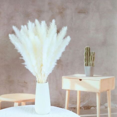 Lot de 15 grandes joncs artificiels en herbe de pampa pour remplissage de vase, maison, cuisine, mariage, bureau, décoration bohème (1/4)