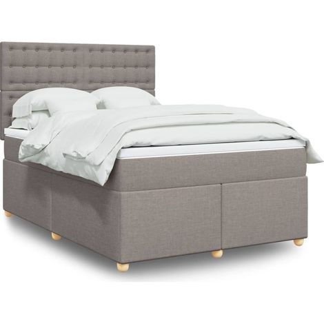 vidaXL Sommier à lattes de lit avec matelas Taupe 160x200 cm Tissu (1/5)
