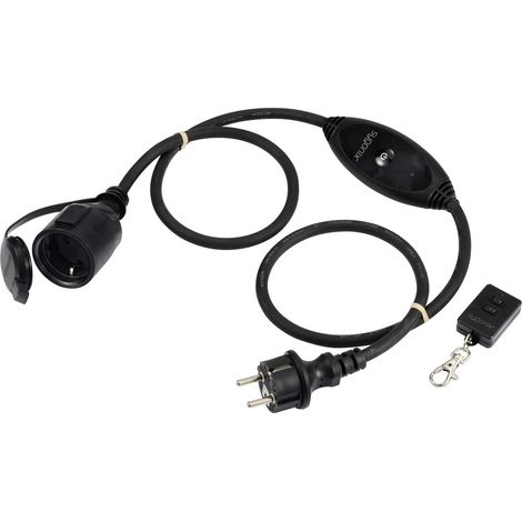 Sygonix SY-6728134 Strom Verlängerungskabel 16 A Schwarz 1 m H07RN-F 3G 1,5 mm² inkl. Ein/Aus-Schal (1/5)