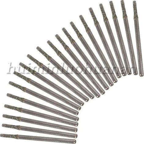 20 forets diamantés de 2 mm pour la gravure de bijoux. finition argent.