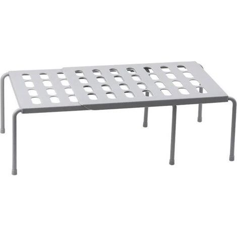 Scaffale portaoggetti estensibile grigio (36,5-64 x 25 x 15 cm) – Ripiano in metallo regolabile per mobili da cucina, armadi e scrivanie (1/5)