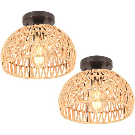 royaluxe- Plafonnier rétro E27 en métal et corde de chanvre – Abat-jour cage rond Ø25cm – Lampe d'intérieur pour cuisines et bureaux – Norcks (1/5)