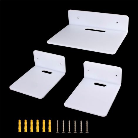 Petite Étagère en Acrylique Lot de 3 Tablette Flottante Blanc Mini Étagères Murales avec vis Les Dimensions sont respectivement de 14×12cm et 23×16.5cm (1/5)