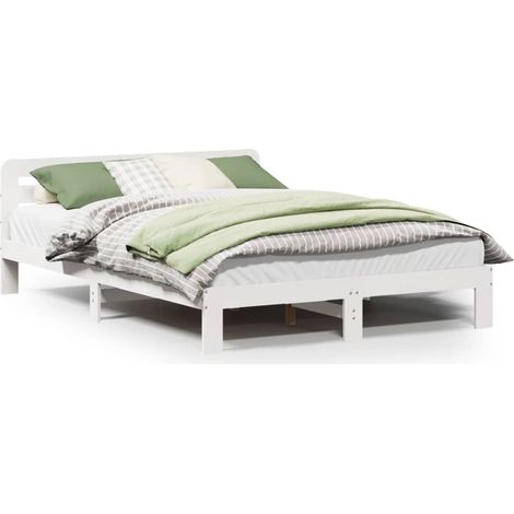 Maison Exclusive - Cadre de lit sans matelas blanc 160x200 cm bois de pin massif