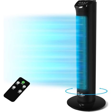 Ventilateur tour oscillant électrique Simple Deluxe 32'' avec télécommande pour intérieur, chambre et bureau, noir (1/5)