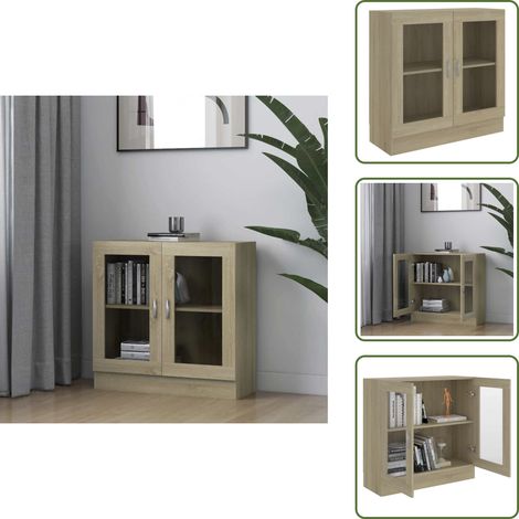 Scaffale con vetrina - vidaXL Vetrina Rovere Sonoma 82,5x30,5x80 cm in Legno Multistrato - Libreria rovere sonoma