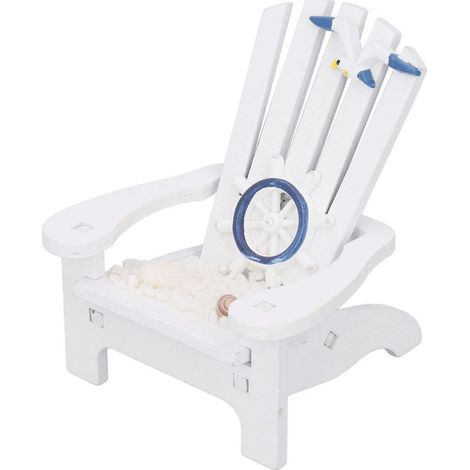 Mini sedia a sdraio in legno di pino naturale, robusto, stile Adirondack, ispirazione nautica. Adatto per casa, ufficio e hotel. (1/5)